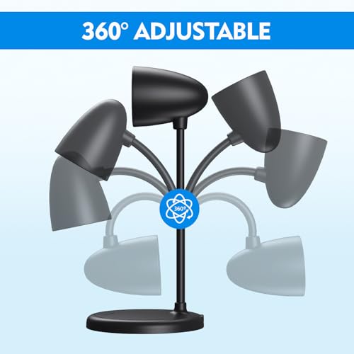 Image of LED Desk Lamp for Home Office, 3 Light Colours, Flexible Gooseneck Dimmable Reading Light for Bedside, Small Desk Lamp for College Dorm, Bedroom, Desk Lamp