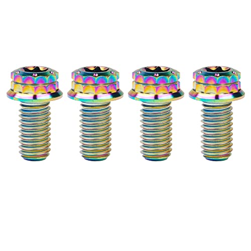 Image of Titanium Flange 12 Point Head M8 x15 20 25 30 35 40 45 50 55 60 65mm Screw Bolt Pack of 4 (M8x15mm, Rainbow)
