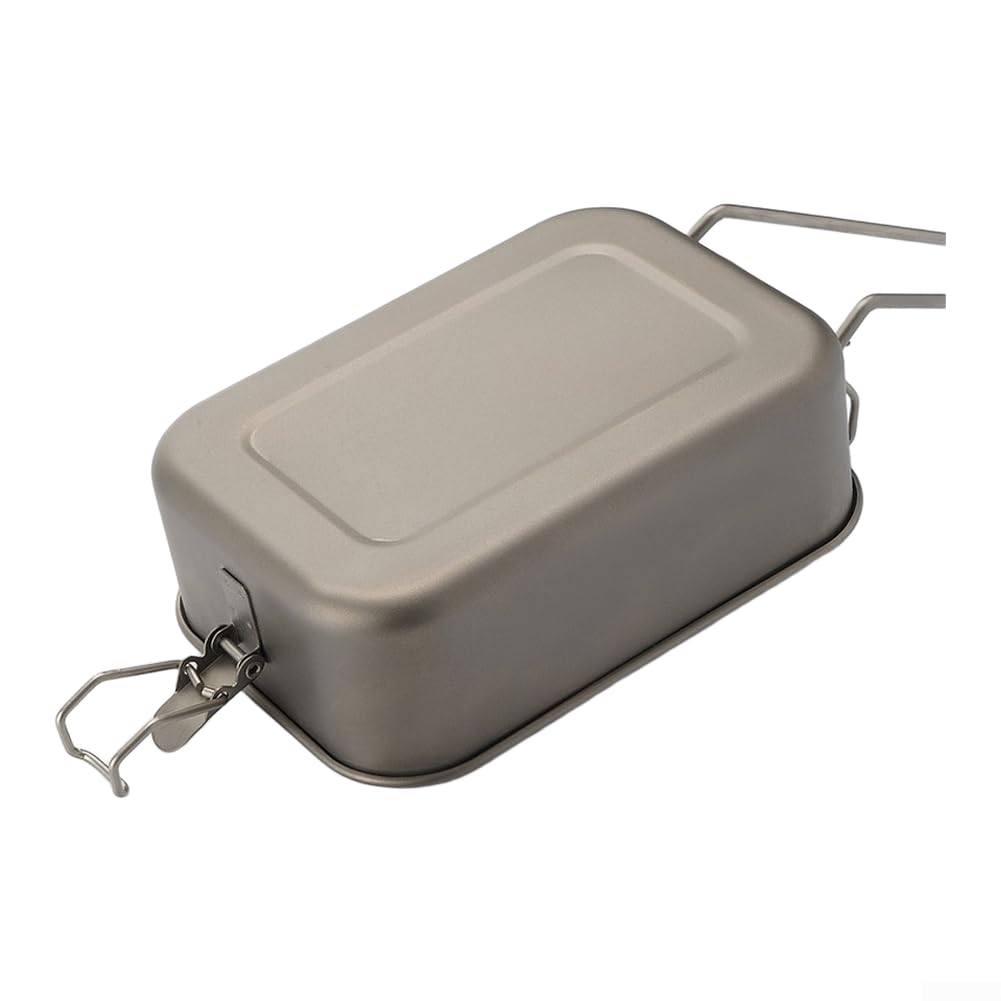 Portapranzo Ultraleggero in Titanio, 700 ml, con Manico Pieghevole, ermetico, Contenitore per Alimenti, per Campeggio, Escursionismo, Picnic, Viaggi, all'aperto, Grigio