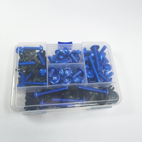 Image of 210 PCS Motorcycle Fairing Bolt Kit Screws Aluminum Fasteners Washers Nuts Screws Clips for Yamaha Kawasaki BMW Suzuki Honda Dirt Bike Sportbike Chopper Cafe Racer ATV Scooter(Blue)