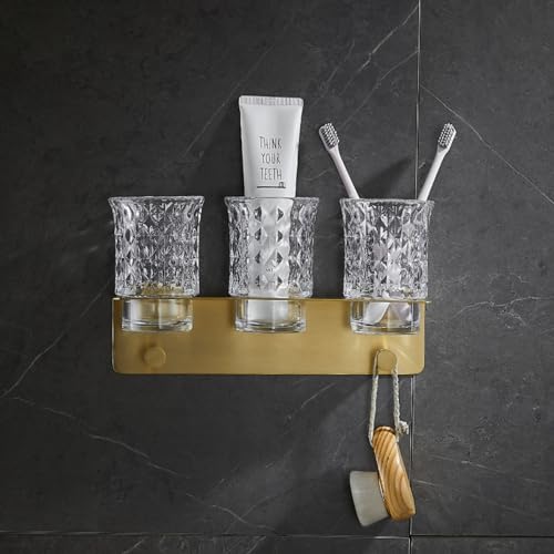 Porte-Brosse à Dents sans Perçage Fixation Murale Laiton - 3