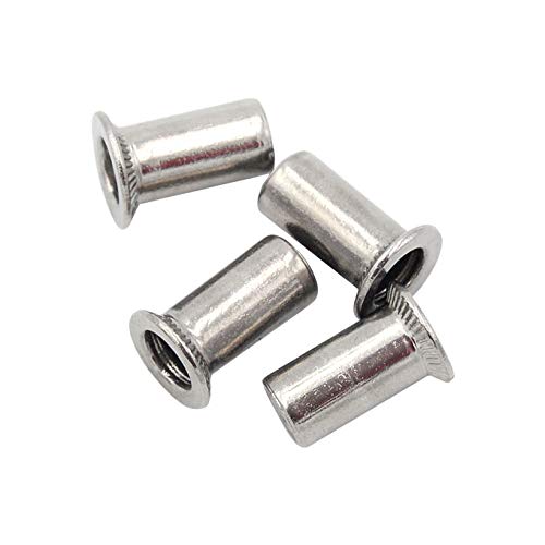 100pcs Stainless Steel Light Body Countersunk Open End Cylinder Rivet Nut Insert (M6)