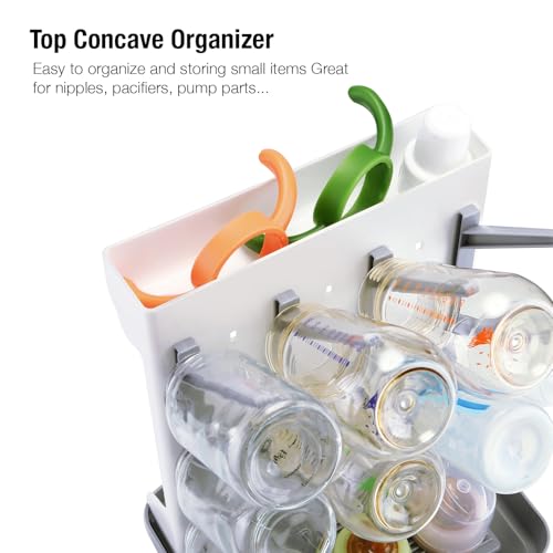Miniatura 4 de Pandaear Escurridor De Biberones Para Bebé, Soporte De Secado Vertical Que Ahorra Espacio Con Bandeja De Agua Extraíble Y Pivotes, Para Biberones, Tetinas, Vasos Y Accesorios, Gris