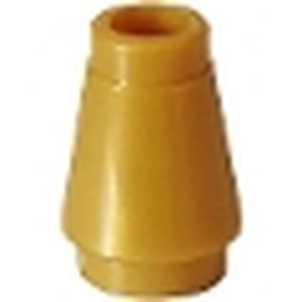 LEGO Cone Building Block, 1 x 1 with Top Groove, Part 4589b (Pearl Gold, 10, count)