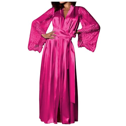 Womens Silk Satin Pajamas Sets Print Long Sleeve Button Lounge Pants Two Piece Pj Sets Ladies Loungewear Nightwears Hot Pink
