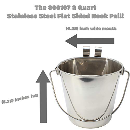 Bonka Bird Toys 800107 2 Quart Stainless Steel Flat Sided Hook Pail Feed Food Water Liquid Parrot #TOP4