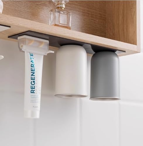 TMZELOA Bicchiere portaspazzolino magnetico da 350 ml, in acciaio inox 304, stile semplice, multifunzione (bianco)