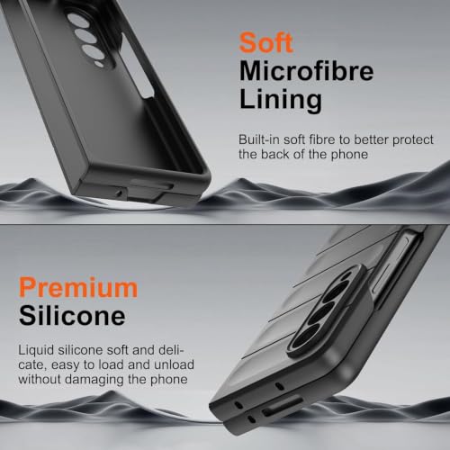 Image of ShieldTech AirGuard Series Back Cover Case for Samsung Galaxy Z Fold 4 5G | Microfiber Lining | Airbag Cushion Drop Protection | Silicone Cover Case - Black for Samsung Galaxy Z Fold4 / Fold 4 5G