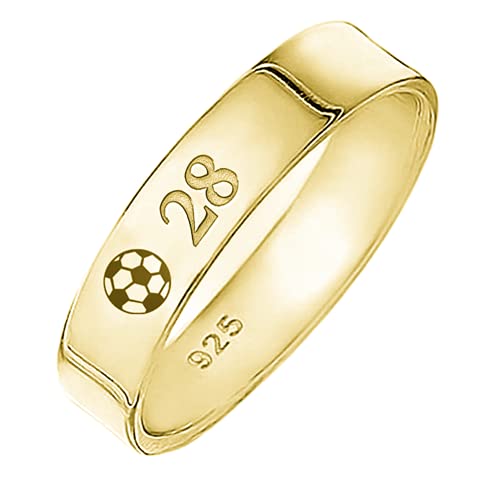 Elefezar Sterling Silver Custom Soccer Ball Engraved Ring