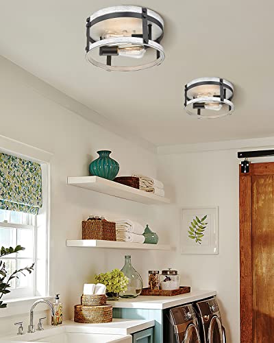 Osimir Ceiling Light, 12 Inch Flush Mount Ceiling Light, Hallway Light Fixtures Ceiling With White Wood Finish, Re9180-2W #TOP2