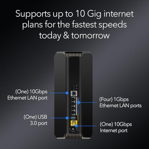 NETGEAR Nighthawk Tri-Band WiFi 7 Router (RS700S) - Security Features, BE19000 Wireless Speed (up to 19 Gbps) – 10 Gig Internet Port - Covers up to 3,500 sq. ft. – 1-Year Armor & Free Expert Help