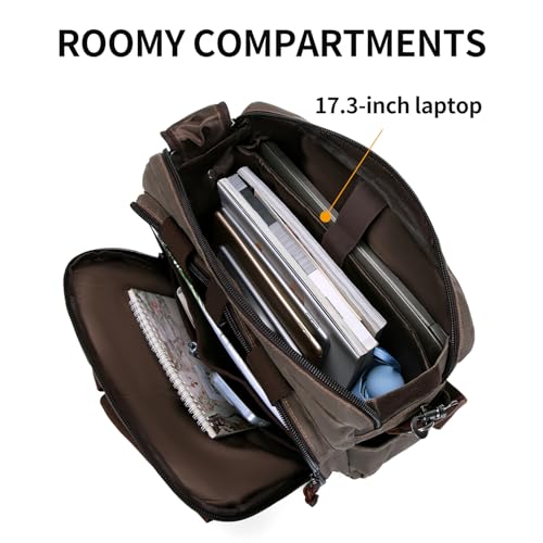 Laptop Bag Briefcase 17.3 Inch Messenger Bag for Men Waxed Canvas Office Carrying Shoulder Bag for Work Business4