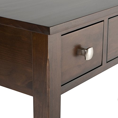 Image of SIMPLIHOME Avalon Writing Desk - 47 Inch Wide Solid Wood Desk in Brunette Brown, Contemporary Home Office Computer Table for Workspace or Study with 2 Drawers and Flip-Down Keyboard Tray
