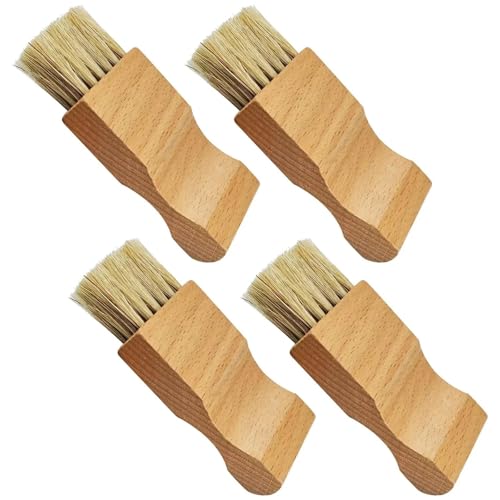 JYTDBCS 4 Pcs Shoe Polish Applicator Brushes Small Shoe Cleaning Brushes Wooden Handle Shine Shoes Brushes for Leather Boots Shoes Bags，Small Boot Brush，Shoe Polish Applicator Brush，small boot brush