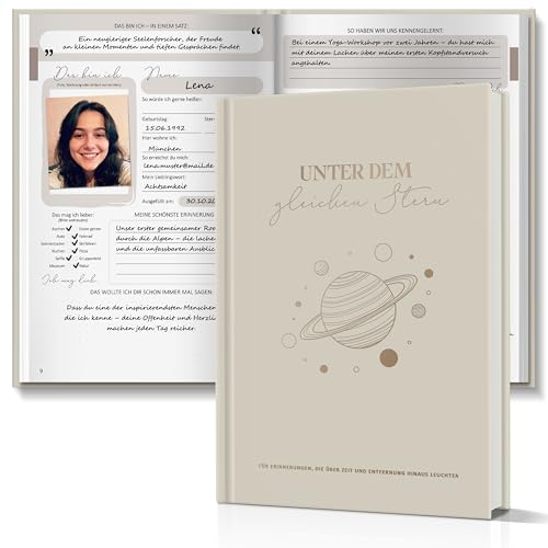 BIROYAL Freundebuch Erwachsene für 62 Freunde Freundschaftsbuch Erwachsene mit 4 Vorlagen & 10 Gemeinschaftsseiten Freunde Buch für Familie Kollegen Poesiealbum zum Ausfüllen Geschenk für Freunde