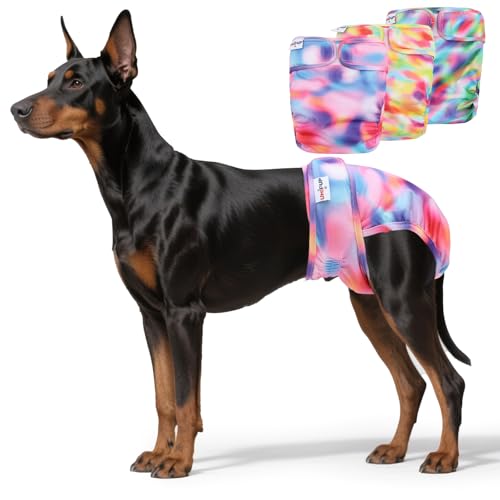 Image of Female Dog Diapers Reusable No Tail Hole Period Panties Washable 3 Pack Diapers Female for Docked-Tail Frenchie French Bulldog Boston Terrier Without Tail U-WWD03XL