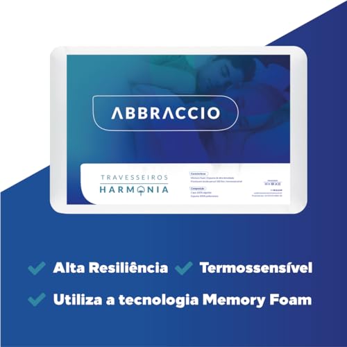 Travesseiro De Casal Abbraccio Nasa Viscoelástico, 180 Fios, Alta Densidade, Memory Foam, Capa 180 F