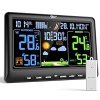 LIORQUE Weather Stations with Outdoor Sensor Wireless for Home, Indoor Outdoor Thermometer Hygrometer, Humidity, Barometric Pressure, Date, Weather Forecast