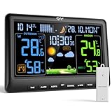 LIORQUE Weather Stations with Outdoor Sensor Wireless for Home, Indoor Outdoor Thermometer Hygrometer, Humidity, Barometric Pressure, Date, Weather Forecast