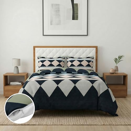 Image of 280 TC Luxurious Glace Cotton Duvet Cover /Comforter Cover /AC Quilt Cover King Size /Dohar /90 X100 Inches - (Blue)