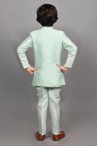 Image of AHHAAAA Kids Ethnic Cotton Silk Blend Sequin Print Indo-Western Sherwani Set for Boys 496MF