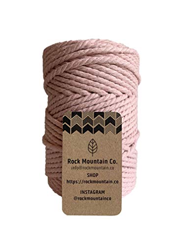 5mm 3 Strand Macrame Cord/Recycled 100% Cotton Fiber Art Rope - Pink