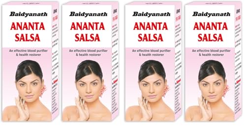 Image of Baidyanath Anant Salsa - 220 ml (pack of 4) | Herbal Extract for Enhancing Skin Care | Blood Purification, and Hair Health |, 440 Grams