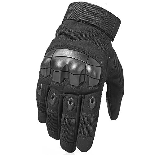 Wtactful Tactical Gloves For Men Women Airsoft Paintball Gear Motorcycle Cycling Motorbike Hunting Hiking Riding Work Outdoor Touchscreen Full Finger Gloves Large Black #TOP1