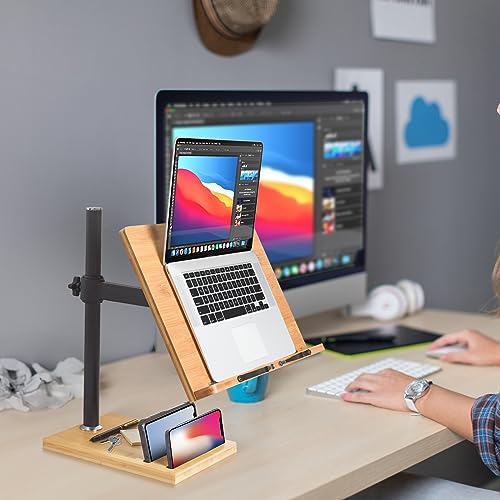 wishacc Book Stand for Reading Height Adjustable Hands Free Angle Adjustable Book Holder for Thick Books Textbook Rest (15.4 x 11 inches)