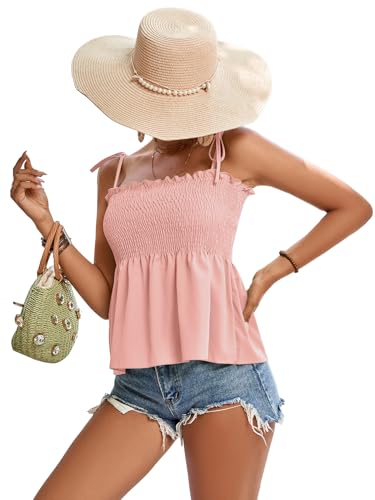 Image of LYANER Women's Tie Shoulder Cute Cami Blouse