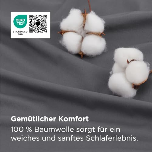 BEDSURE Bettwäsche 135x200 Baumwolle 4tlg. - Dunkelgrau/Grau 80x80 2 Kissen – Ansicht 5