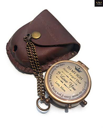 Brújula de latón portátil con estuche de cuero miniatura 5