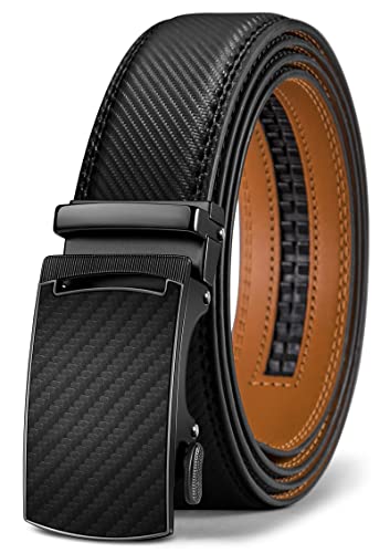 Image of KEMISANT Belt Men, Sliding Ratchet Belt Genuine Leather For Gift Mens Dress Pants Oxfords,Size Adjustable