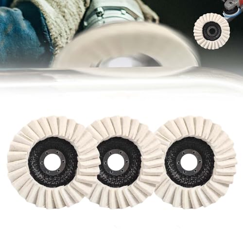 Image of Wool Felt Flap Polishing Disc, Upgrade Wool Polishing Wheel Disc Buffing Pad, Angle Grinder Buffing Wheel Stainless Steel Polishing Kit, Felt Flap Disc Abrasives for Metal, Marble Stone (125mm, 3)