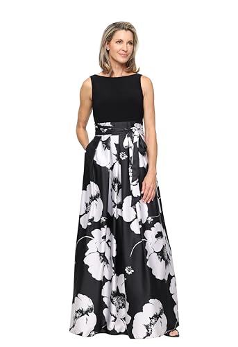 Image of S.L. Fashions Women's Sleeveless Long Satin Mother of The Bride Dress with Pockets, Formal Party Gown