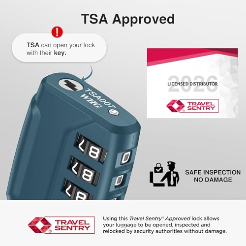 Image of Puroma TSA Approved Luggage Lock, 4 Digit Combination Travel Locks Resettable Code Lock with Zinc Alloy Body for Suitcase, Toolbox, Backpack, Bag, Gym Locker, Basic Blue Peacock