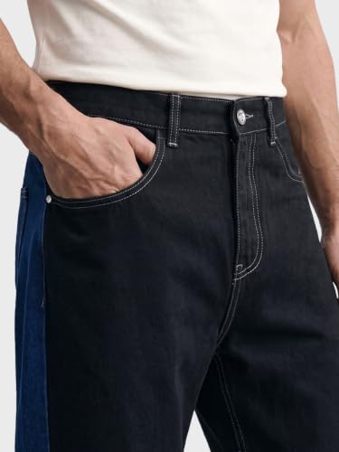 Image of The Indian Garage Co Men Baggy Cut & Sew Mid-Rise Stretchable Jeans