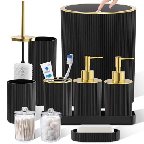 InnJoey Black Gold Bathroom Accessories Set, 10PC Bathroom Set