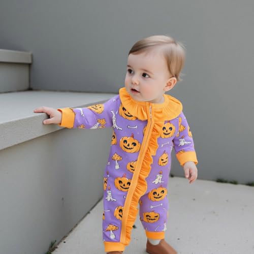 Baby Halloween Outfit Baby Girl Romper Pumpkin Spooky Halloween Baby Girl Clothes Toddler Fall Cute Clothing4