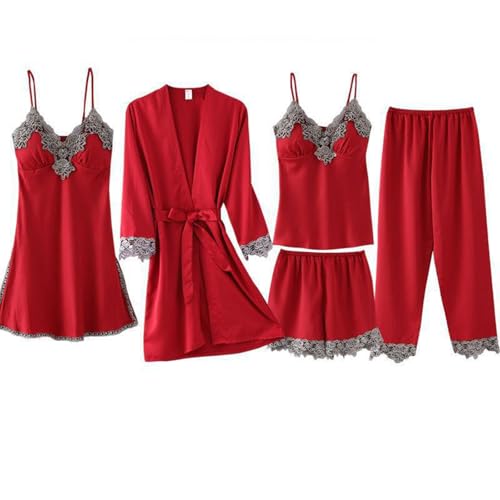Pyjama femme rouge en satin pour des soirées cocooning et chic