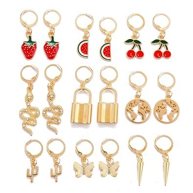 ARZONAI European and American Fashion Stylish cross-border new simple combination earrings set, retro fashion temperament fruit animal earrings 9-piece set