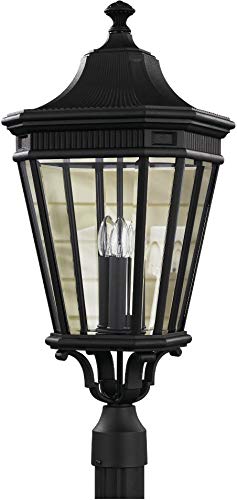 Feiss OL5408BK Cotswold Lane Outdoor Post Lighting, Black, 3-Light (12W x 28H) 180watts