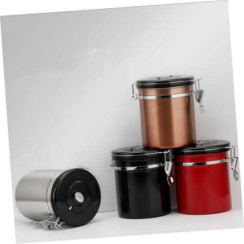 OFFIGAM ステンレス製密封コーヒー豆保存キャニスター 防湿茶筒 キッチン用高鮮保持容器 家用ティーキャニスター ブラック