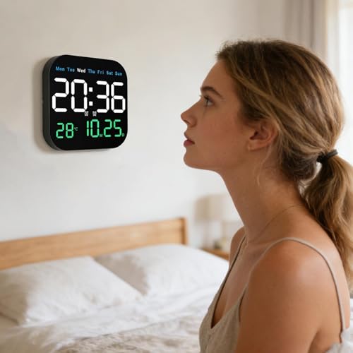 Horloge murale numérique LED avec télécommande pour un salon moderne - 5