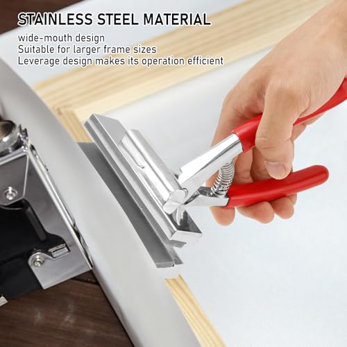 GWCYMYD Leinwand Zange Klammerentferner Set 12cm Breite Edelstahl Leinwand Spannzange mit Gepolstertem Federgriff Canvas Pliers für Einrahmungen Leinwandprojekte
