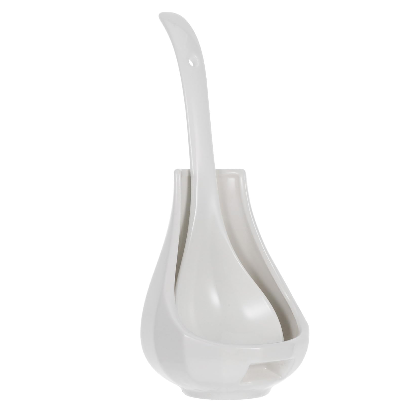 Porte-cuillère en céramique blanc Ipetboom avec louche à riz pour repas de famille