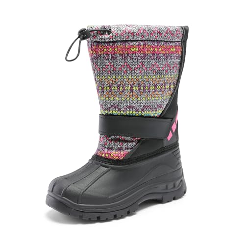 DREAM PAIRS Boys & Girls Winter Snow Boots for Outdoor Warm Cozy Anti-Slip Little/Big Kid 3 Little Kid Black/Camo