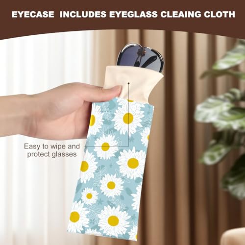Image of Anikathy 2Pcs Sunglass Eyeglass Glasses Case Soft PU Leather with Cleaning Cloth Portable Glasses Pouch Bag for Men Women