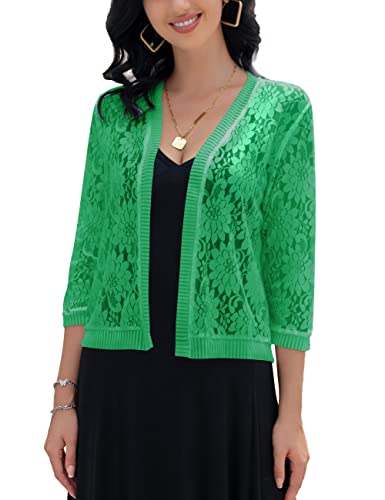 FindThy Damen Florale Spitze Shrug Cardigan 3/4 Ärmel Häkel-Bolero...