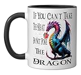 Flying Mythical Creature Cool Dragon Flame-Spewing Dragon Ceramic Mug, Black/White